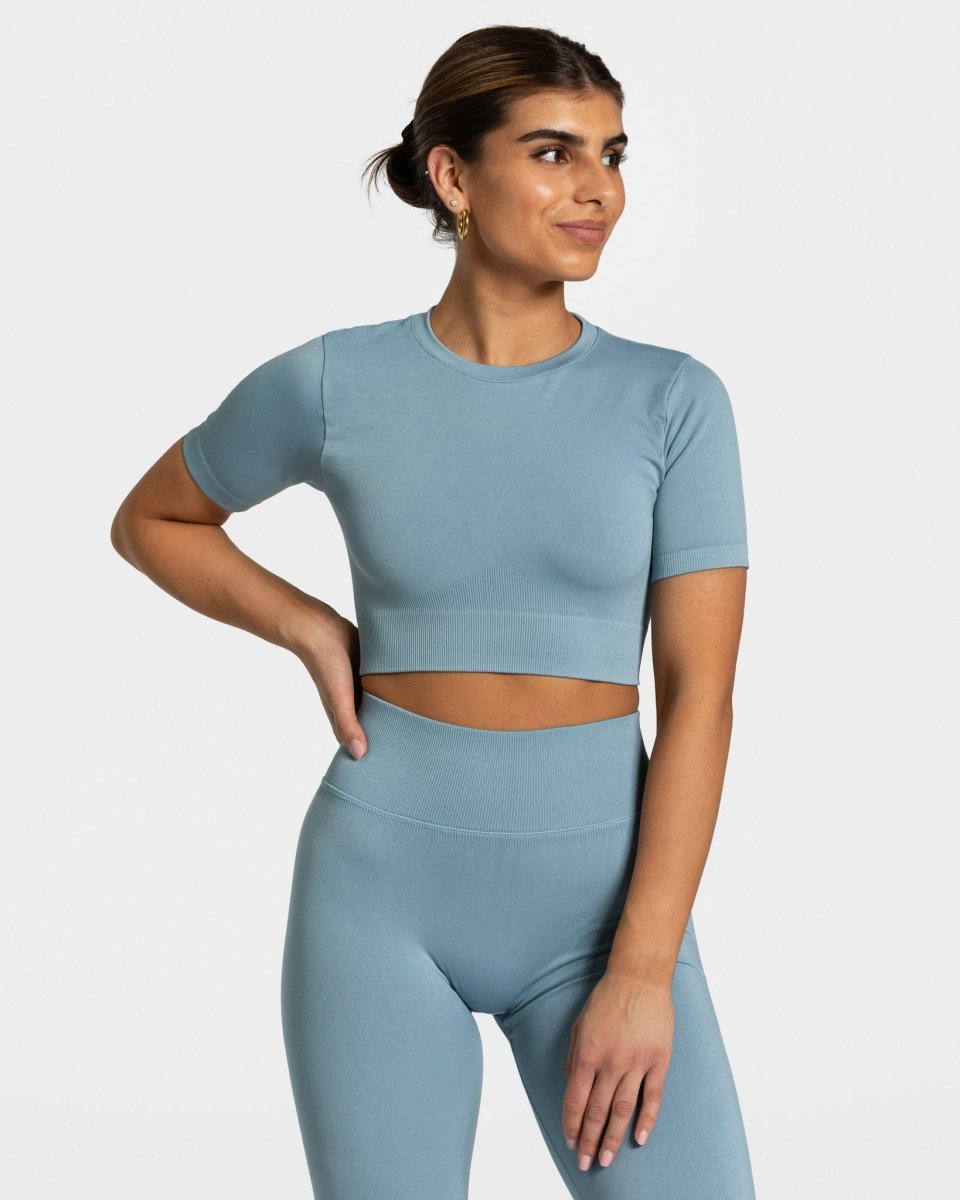 Sensation Crop Top „Stahlblau“